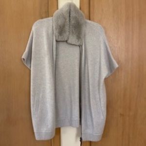 Kinross 100% Cashmere Faux Fur Lined Zippered Cardigan Sweater